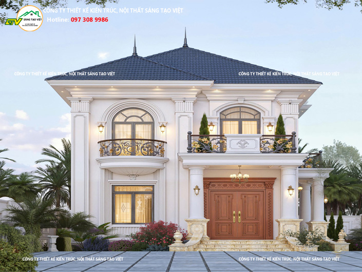 Thiết Kế Kiến Trúc Biệt Thự Nhà Cô Huệ Hoài Đức Hà Nội -0999