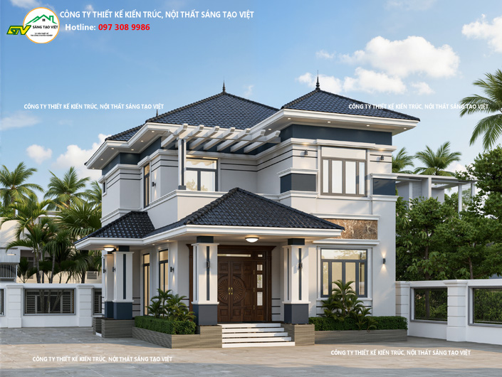 Thiết Kế Kiến Trúc Biệt Thự Nhà Cô Hồng Cầu Giấy